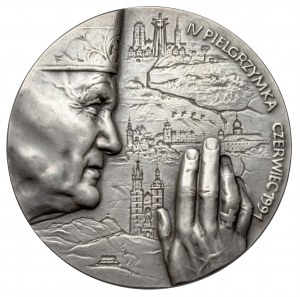 Jan Paweł II medal SREBRO, IV Pielgrzymka 1991 (MW)