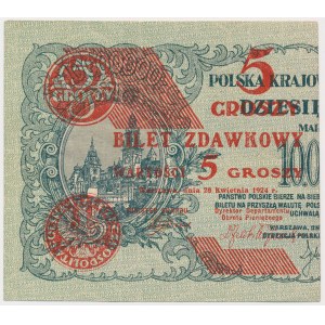 5 groszy 1924 - lewa połowa