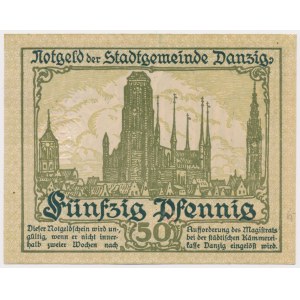 Gdańsk, 50 fenigów 1919 - zielony