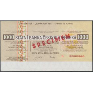 Czechoslovakia, Travelers Cheque SPECIMEN 1.000 Korun