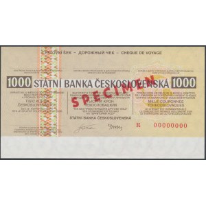 Czechoslovakia, Travelers Cheque SPECIMEN 1.000 Korun