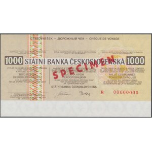 Czechoslovakia, Travelers Cheque SPECIMEN 1.000 Korun