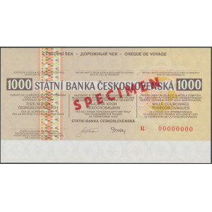 Czechosłowacja, Czek podróżniczy SPECIMEN 1.000 Korun