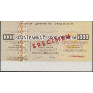 Czechosłowacja, Czek podróżniczy SPECIMEN 1.000 Korun