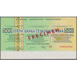 Czechosłowacja, Czek podróżniczy SPECIMEN 500 Korun