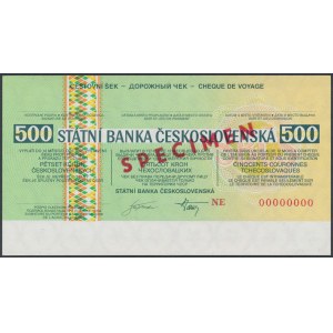 Czechosłowacja, Czek podróżniczy SPECIMEN 500 Korun