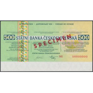 Czechoslovakia, Travelers Cheque SPECIMEN 500 Korun