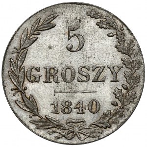 5 groszy 1840 MW - wąski ogon (1853-63)