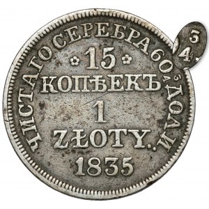 15 kopiejek = 1 złoty 1835 MW, Warszawa - BEZ kreski