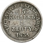 15 kopiejek = 1 złoty 1835 MW, Warszawa - BEZ kreski