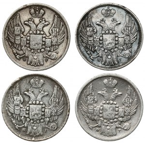 15 kopiejek = 1 złoty 1836-1840 ПГ, Petersburg, zestaw (4szt)