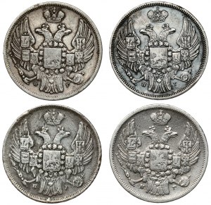 15 kopiejek = 1 złoty 1836-1840 ПГ, Petersburg, zestaw (4szt)