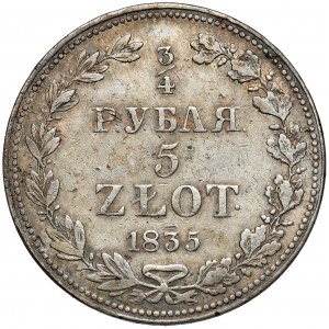 3/4 rubla = 5 złotych 1835 MW, Warszawa