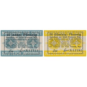 Neuteich, 10 und 50 Pfg. 1919 (2 St.)