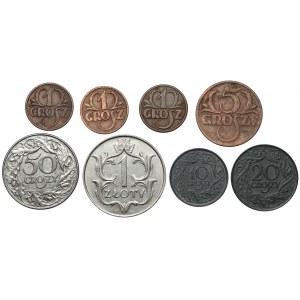1 - 50 groszy i 1 złoty 1923-1938, zestaw (8szt)