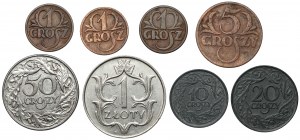 1 - 50 groszy i 1 złoty 1923-1938, zestaw (8szt)