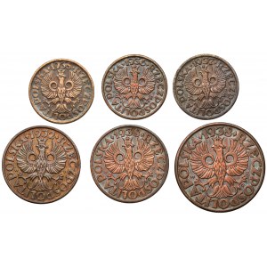 1 - 5 groszy 1932-1938, zestaw (6szt)