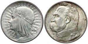 Głowa Kobiety i Piłsudski, 10 złotych 1932-1939, zestaw (2szt)