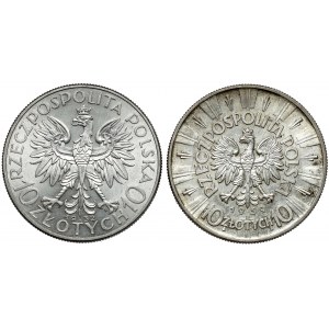 Głowa Kobiety i Piłsudski, 10 złotych 1932-1939, zestaw (2szt)