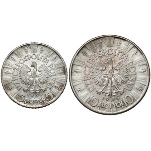 Piłsudski, 5 i 10 złotych 1938, zestaw (2szt)