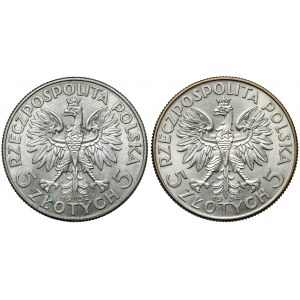 Głowa Kobiety 5 złotych 1932-1934, zestaw (2szt)