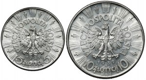 Piłsudski, 5 i 10 złotych 1935-1939, zestaw (2szt)