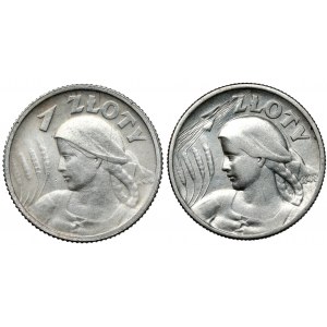 Kobieta i kłosy 1 złoty 1924-1925, zestaw (2szt)