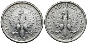 Kobieta i kłosy 1 złoty 1924-1925, zestaw (2szt)