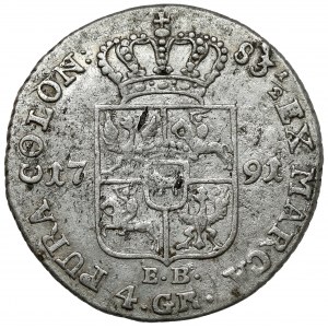 Poniatowski, Złotówka 1791 E.B. - bez kropki