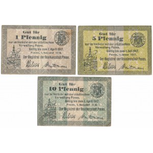 Posen (Poznań), 1, 5 i 10 pfg 1916-17 (3szt)
