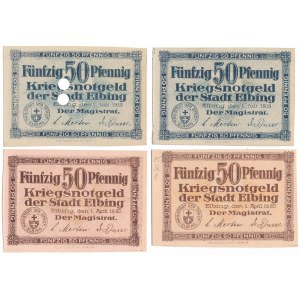 Elbing (Elbląg), 4x 50 pfg 1919-20 (4szt)