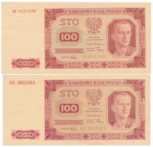 100 złotych 1948 - DF i GU - z ramką i bez (2szt)
