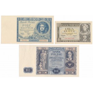 Zestaw ładnych banknotów z lat 1930-1936 (3szt)