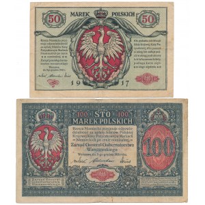Jenerał 50 mkp i Generał 100 mkp 1916 - zestaw (2szt)