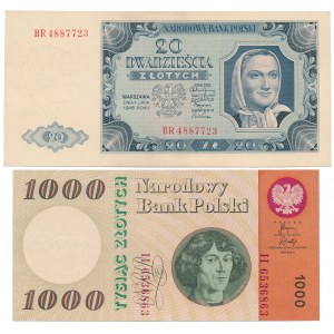 20 zł 1948 i 1.000 zł 1965 - zestaw (2szt)