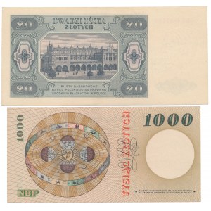 20 zł 1948 i 1.000 zł 1965 - zestaw (2szt)