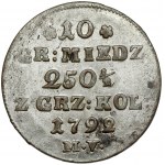 Poniatowski, 10 groszy 1792 M.V. - Monetaria Varsoviensis - b. rzadkie