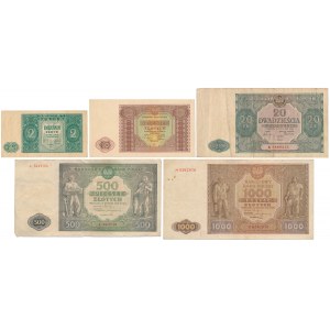 Zestaw banknotów 2 - 1.000 zł 1946 (5szt)