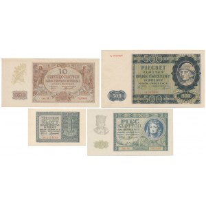 Zestaw banknotów okupacyjnych 1940-1941 (4szt)