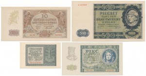 Zestaw banknotów okupacyjnych 1940-1941 (4szt)