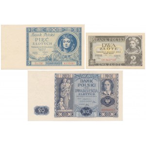 Zestaw ładnych banknotów z lat 1930-1936 (3szt)