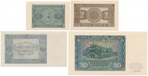 Zestaw banknotów 1 - 50 złotych 1941 (4szt)