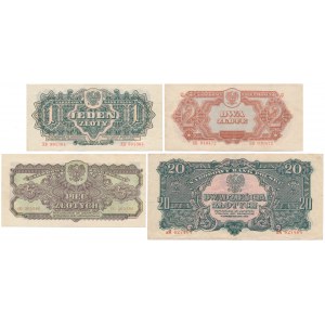 Zestaw banknotów 1 - 20 złotych 1944 (4szt)