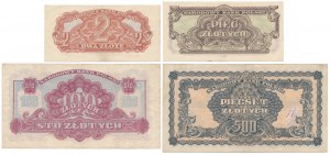Zestaw banknotów 2 - 500 złotych 1944...owym (4szt)