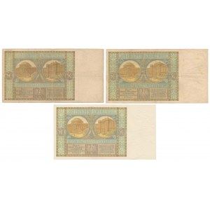 50 złotych 1925 i 2x 50 złotych 1929 - zestaw (3szt)
