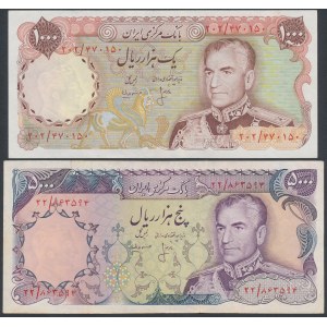 Iran, 1.000 i 5.000 Rials (1974-79) - set of 2 pcs
