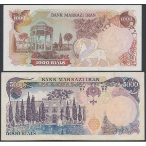 Iran, 1.000 i 5.000 Rials (1974-79) - zestaw (2szt)
