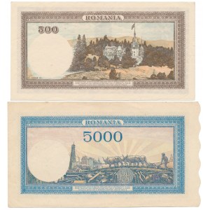 Romania, 500 & 5.000 Lei 1942-45 (2pcs)