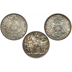 Niemcy, 2 marki 1901-1913, zestaw (3szt)