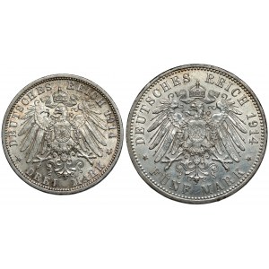 Deutschland, 3 und 5 Marken 1914, Satz (2Stk)